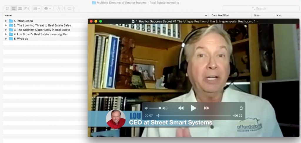 Multiple Streams of Realtor Income - Real Estate Investing Course Screenshot