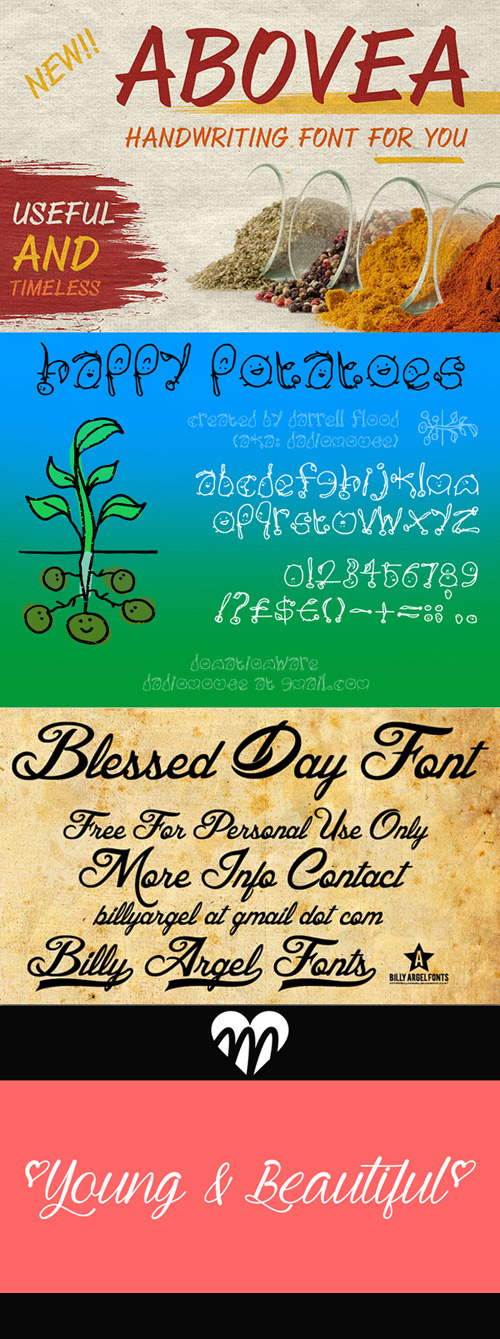 Creative Handwriting and Cartoon with Wedding Fonts Pack [32-Fonts]