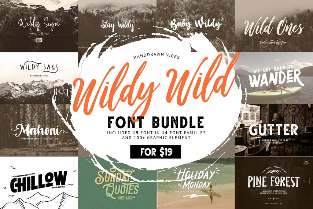 Wildy Wild Font Bundle [19-Fonts]